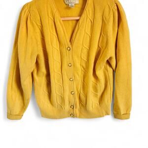 Vintage Butter Yellow 50s Cardigan Angora Womens P / S